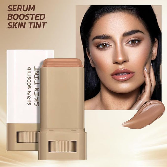 Beauty Balm Serum Boosted Skin Tint, Solid Tinted Moisturizing Serum Foundation Stick, Buildable Medium-to-Full Coverage Contour Stick for Face Makeup (#06)