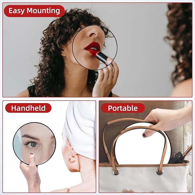 30X Magnifying Mirror, 6inch Magnified Mirror with 3 Suction Cups, Compact Travel Mirror for Makeup, Shaving, Blackhead Removal (Black-30X)