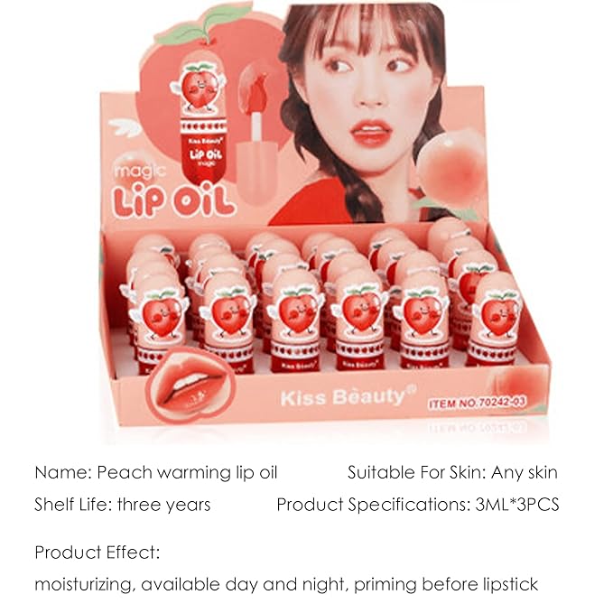3Packs Hydrating Lip Oil Temperature Color Changing Lip Oil Plumping Lip Gloss Moisturizing Lip Oil Tinted for Lip Care and Dry Lip (#3)