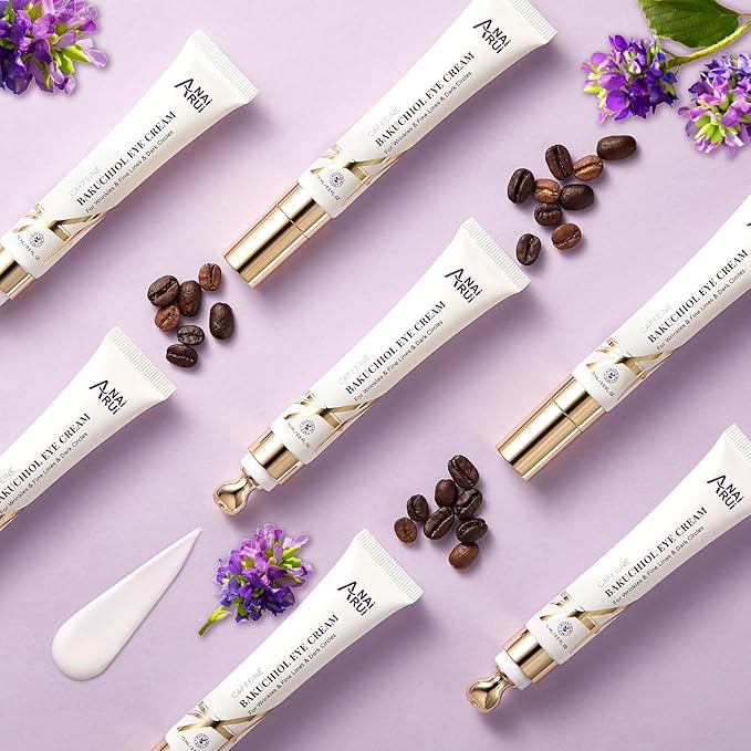 ANAI RUI Caffeine Bakuchiol Firming Eye Cream, Retinol & Peptide Eye Cream for Dark Circles, Puffiness, Wrinkles, Bakuchiol Alternative Retinol Eye Moisturizer for Under-Eye Skin Repair 0.5 FL OZ