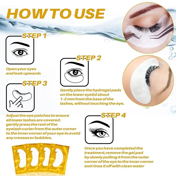 50 Pairs Hydrogel Eye Gel Pads - Eye Pads Lash Extensions Supplies Natural Hydrogel Eyes Patch Lash Tech Makeup Artist Beauty Professionals Must Haves Under Eye Patches Kit