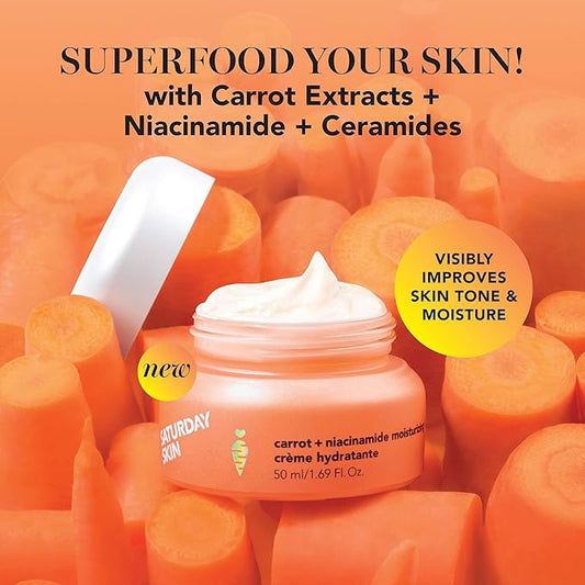 Saturday Skin Face Moisturizing Cream with Carrot, Niacinamide, Ceramides & Centella Asiatica, Peptide, Paraben-Free, Sulfates-Free, Fragrance-Free, Anti Wrinkle Facial Cream(1.61 Ounce)