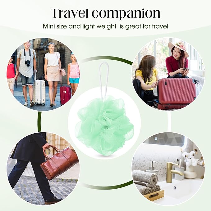 Sunnyray 100 Pcs Loofahs Bulk Small Bath Shower Loofahs 20g Travel Size Soft Sponges for Women Men Travel Cleaning Wash Puff Bathing Accessories Shower Pouf Mesh Set
