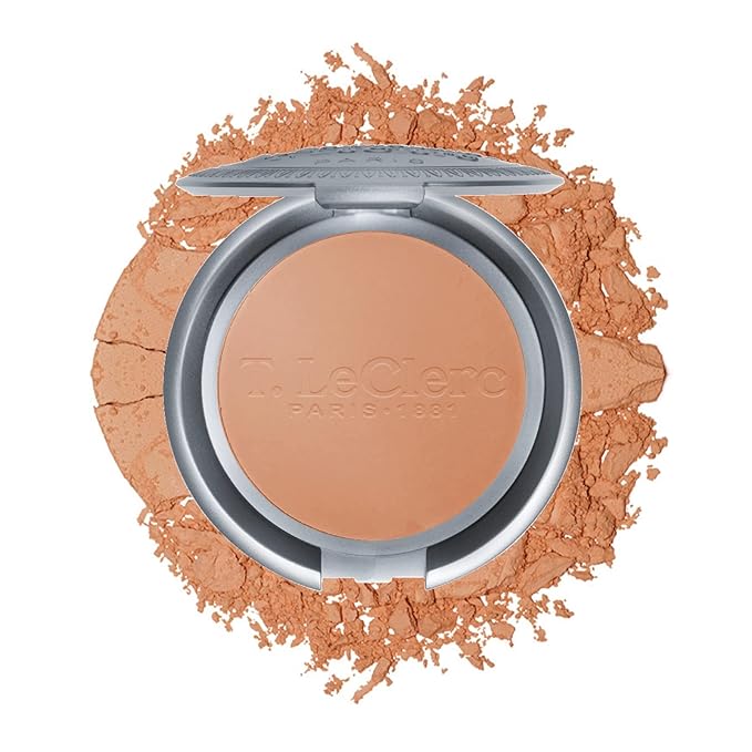 T. Leclerc Compact Pressed Powder - Super-Blendable Face Makeup Longwear Portable Matte Finish Radiant Natural Medium to Full Coverage Airbrushing Mineral Base For Pores & Imperfections (Bronze)
