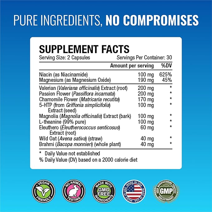 Approved Science Anxietex - Calm and Relaxation - L-Theanine and Magnesium - 60 Capsules - Vegan Friendly - 6 Month Supply