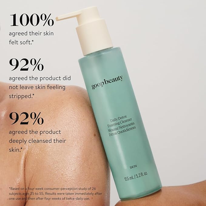 goop Beauty Daily Detox Foaming Cleanser | Hydrating Face Wash to Remove Makeup, Oil, & Dirt | Malachite, AHAs, & Glycerin | 5.2 fl oz