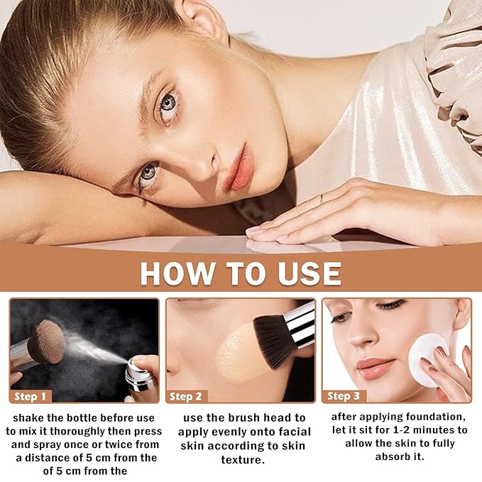 Air Brush Makeup Foundation,Flawless Airbrush Foundation for Older Women,Teenagers,Middle-aged and Mature Skin,Buildable Coverage with Anti-aging Formula for Smooth Radiant Skin (02 Beige)