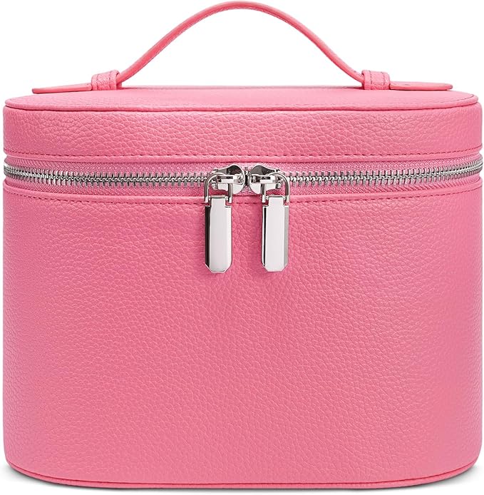Makeup Bag, Travel Make up Case with Compartments and Handle, Portable Cosmetic Organizer Bags,Toiletry Bag for Women