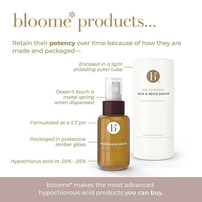 Bloome* .05% Hypochlorous Acid Serum for Face & Neck - 50ml HOCL - Gentle Soothing Skin Support, Assists in Skin Balance, Support Skin Comfort, Encourages Skin Wellness, Helps Maintain Skin Appearance