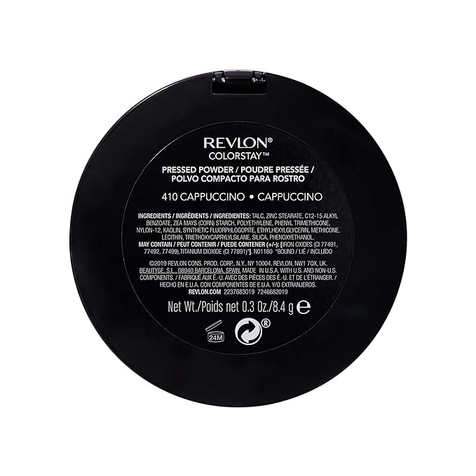 Revlon Powder Foundation, ColorStay Face Makeup, Longwearing, Oil Free-Fragrance Free, Noncomedogenic, Cappuccino (410)