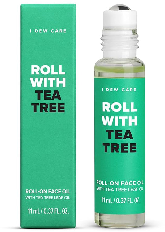 I DEW CARE Roll-on Face Oil - Roll With Tea Tree | Spot Treatment, Acne, Blemishes, Whiteheads, Hydrating & Soothing for Acne Prone and Sensitive Skin, Facial Serum, Nourishing, 0.37 FL Oz