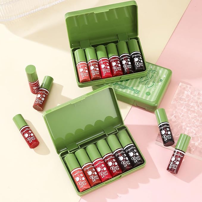 6 Colors Lip Stain Mini Liquid Lipstick,Korean Lip Gloss Moisturizing Lip Tint Makeup, Multi-use Lip and Cheek Tint, Long lasting Non-Stick Cup Lightweight, Vivid Color