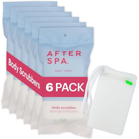 Bath Scrubber for Body by Afterspa, Shower Brush, Back Loofah, Body Exfoliator, Vegan and Cruelty Free (Pack of 6)
