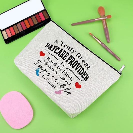 3 Pcs Daycare Provider Appreciation Gift Makeup Bag Daycare Teacher Gifts 3 Pack Cosmetic Bag Thank You Present for Childcare Provider Childhood Educators Christmas Birthday Present Travel Pouch