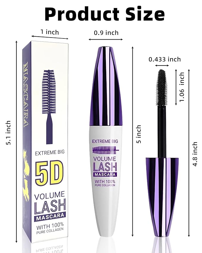 5D Burgundy Brown Mascara for Eyelashes-2Pcs Longlasting Waterproof Smudgeproof Colored rimel de pestañas,Curling Eye Lashes Fiber Mascara Volume and Length,Women’s Day Eye Makeup Gift for Women Gril