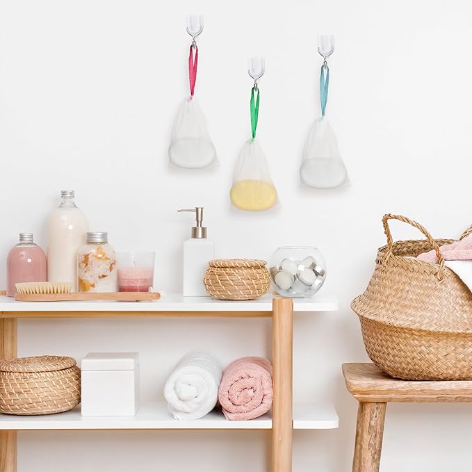 150 Pcs Mesh Soap Bags For Soap Bars, Handmade Bubble Mesh Bags with Drawstring, Exfoliating Shampoo Bag for Foaming and Drying (Multicolor)