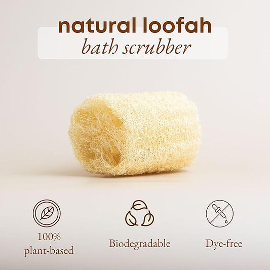 Natural Loofah Exfoliating Body Scrubber (Pack 4), Loofah Shower Sponge, Luffa for Exfoliating & Smooth Skin Cleansing, Women and Men, 100% Biodegradable Compostable, Dye Free