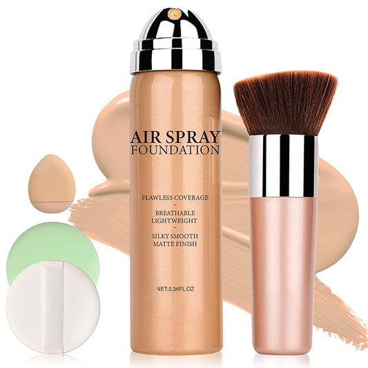 Airbrush Flawless Setting spray,Hydrating Full Coverage Foundation for Smooth Radiant Finish,Breathable Blendable,Lightweight Silky Foundation Makeup for Mature Skin(02 Beige)