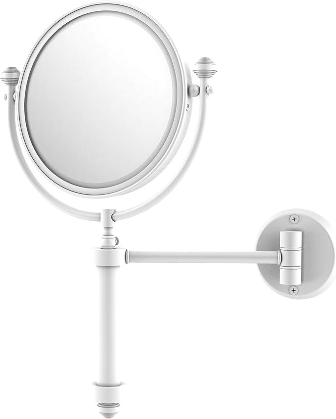 Allied Brass SB-4/2X Southbeach Collection Wall Mounted 8 Inch Diameter with 2X Magnification Make-Up Mirror, Matte White