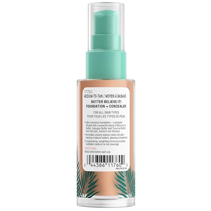 Physicians Formula Butter Believe It! Foundation + Concealer Medium-to-Tan | Dermatologist Tested, Clinicially Tested