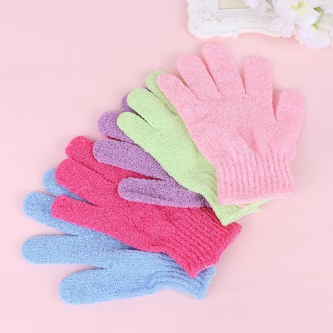 10Pcs Exfoliating Bath Gloves - Five Finger Body Scrubber and Back Massaging Towels in Random Colors, Ideal for Deep Cleaning and Skin Care