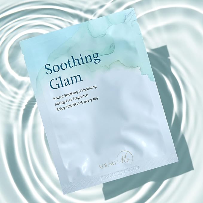 YoungMe Soothing Glam Facial Sheet Mask - 12 Sheets Face Masks | Korean Skincare - Deep Mask for Sensitive Skin or All Skin Types