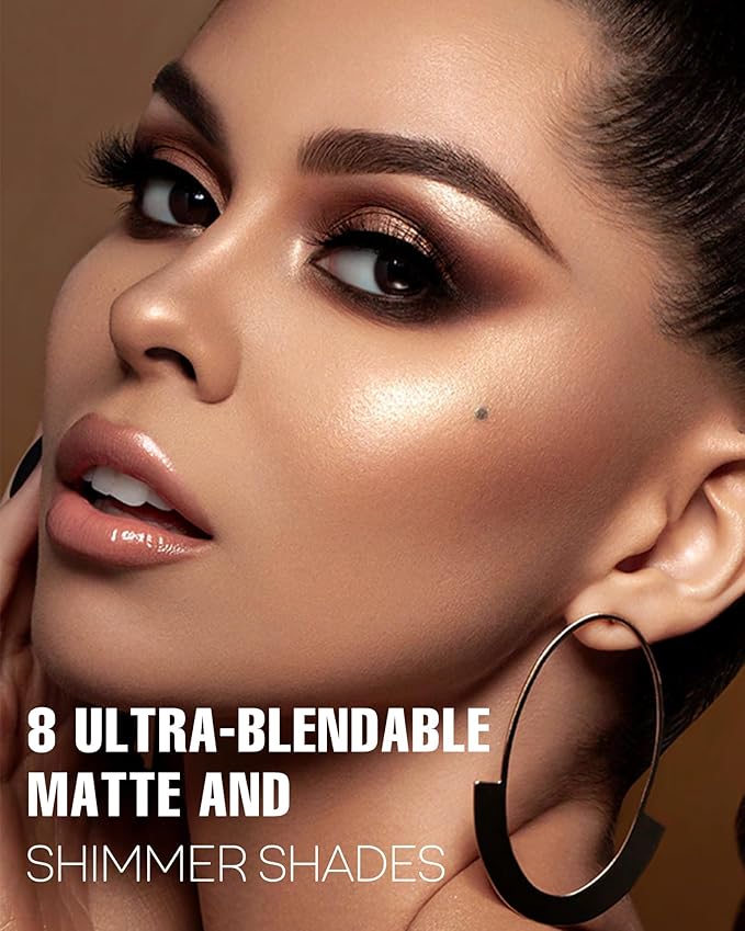 Black Smoky Eye Shadow Palette - 8 Color Dark Grey Smokey Eyeshadow for Goth Makeup, Pigmented & Long Lasting