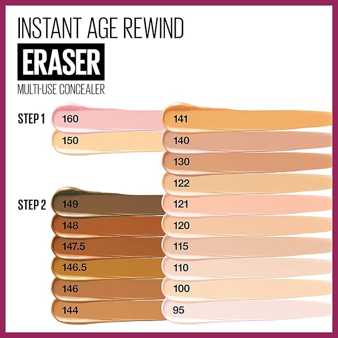 Maybelline Instant Age Rewind Eraser Dark Circles Treatment Multi-Use Concealer, 146.5, 1 Count (Packaging May Vary) (Pack of 4)
