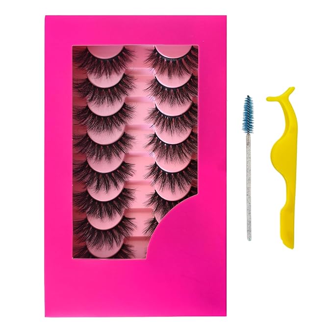 8Pair False eyelash book with tweezer Soft Reusable Handmade Volume Fluffy eyelashes(3D985tw)