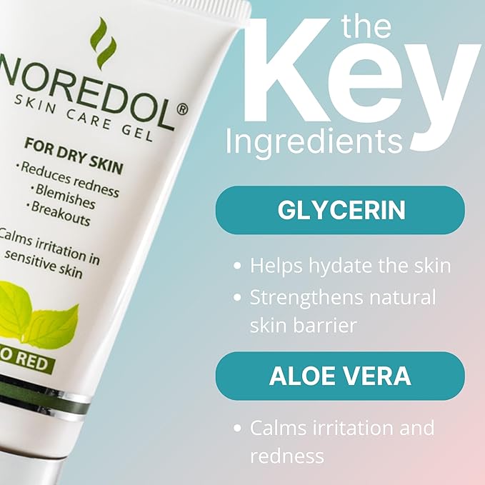 Skin Care Gel - Redness Relief Moisturizer for Dry Skin - Rosacea Treatment for Face - Soothes Prone Skin and Irritation - Fragrance Free 2 oz