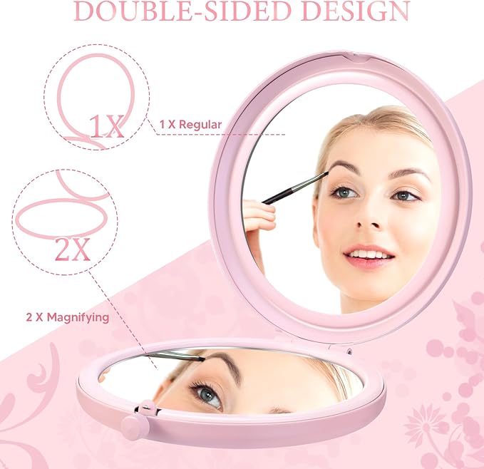 6-Pack Inspirational Compact Mirrors – 'Sometimes You Forget You're Beautiful' – Pink Pocket Mirrors – Appreciation Gifts for Women, Party Favors, Magnifying Makeup Mirrors