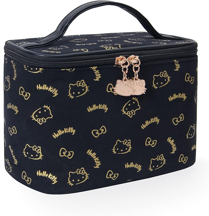 AmBealla Make up Bag Travel Cosmetic Bags Brush Holder Zipper Pouch Case Organizer Cute Organizer Suitable for Purse for Women (Black Bucket Bag)