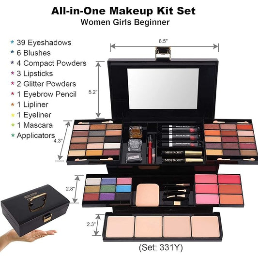 MISS ROSE M 58 Color Professional Makeup pallet, Makeup Kit for Women Full Kit, All In One Make up Kit Set, Makeup Gift Set for women girls (331Y)