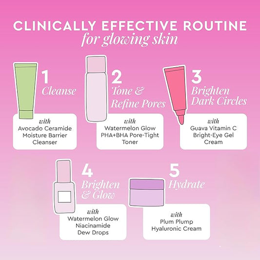 Glow Recipe Fruit Babies Skincare Kit - Gift Set with Ceramide Facial Cleanser + BHA Toner + Vitamin C Eye Cream + Hyaluronic Acid Cream + Niacinamide Dew Drops (5 Count)