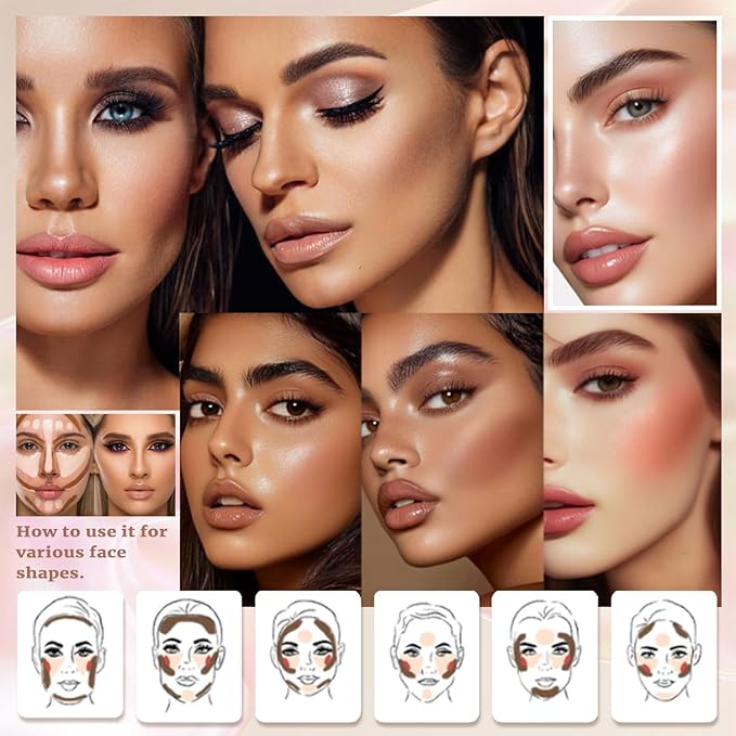 3 Pcs Cream Contour Sticks, Shades with Highlighter Stick, Blush Stick and Bronzer Stick, Contour Stick Eyeshadow Stick Face Contouring Pen Makeup with Contour Brush, Waterproof