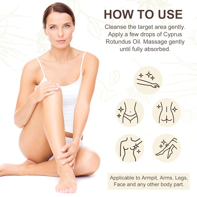 2PCS Cyperus Rotundus Oil, Natural Cyperus Rotundus Oil For Hair Removal, Reduces Unwanted Hair Growth, Moisturizes & Soothes The Skin, Suitable For All Skin Types