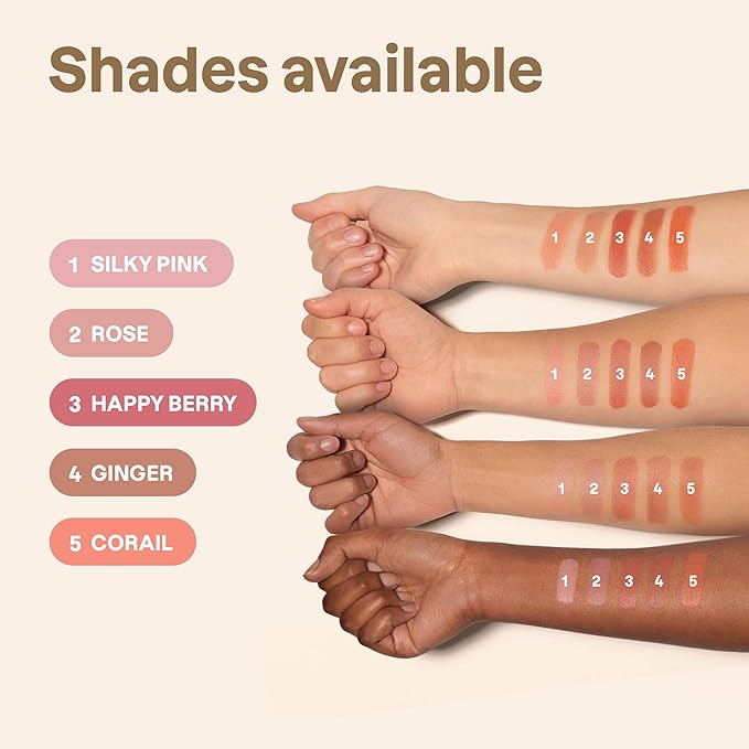 ATTITUDE Oceanly Plastic-Free Lightweight Blush Stick, Titanium Dioxide-Free, EWG Verified, Vegan & Cruelty-free Makeup, Silky Pink, 0.3 Ounces