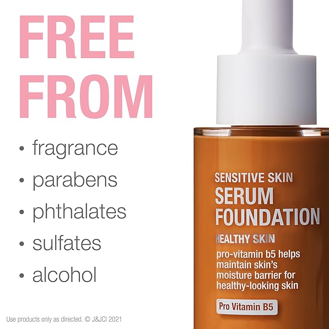 Neutrogena Healthy Skin Sensitive Skin Serum Foundation with Pro-Vitamin B5, Color Correcting & Pore Minimizing Liquid Foundation & Face Serum, Buildable Coverage, Medium/Deep 02, 1 oz