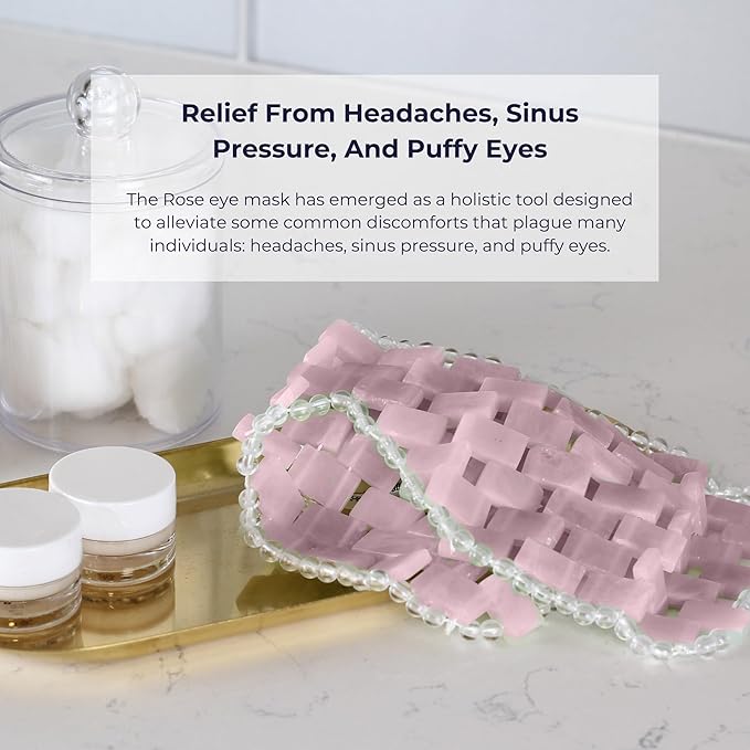Alana Mitchell Rose Quartz Stone Eye Mask – Weighted Eye Mask to Eliminate Wrinkles, Puffiness, & Irritation – Headache and Migraine Relief Mask - 100% Rose Quartz for Hot & Cold Anti Aging Therapy