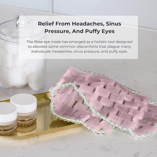 Alana Mitchell Rose Quartz Stone Eye Mask – Weighted Eye Mask to Eliminate Wrinkles, Puffiness, & Irritation – Headache and Migraine Relief Mask - 100% Rose Quartz for Hot & Cold Anti Aging Therapy