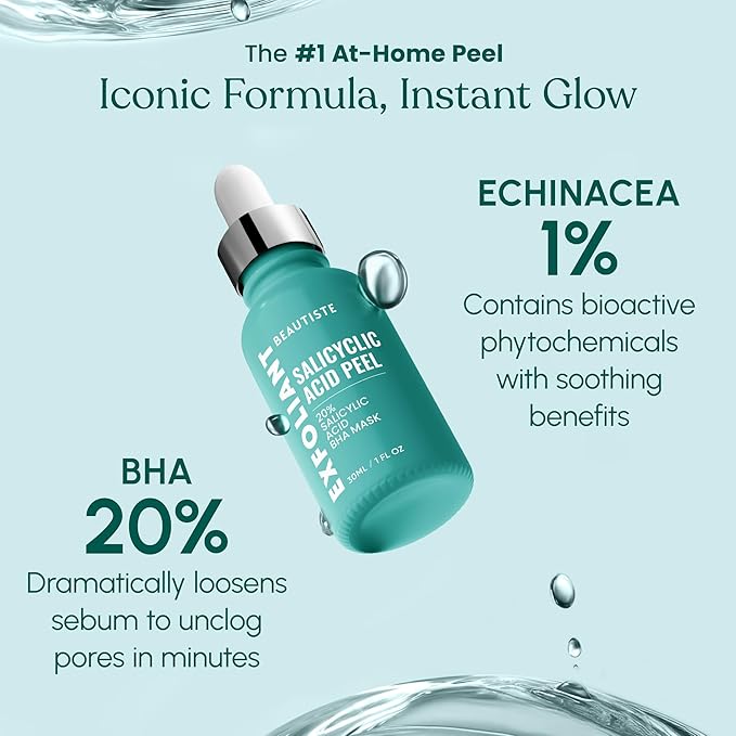 30 DAY MIRACLE BHA 20% Peeling Solution - Clinical Strength BHA Liquid Exfoliant for Clogged Pores, Wrinkles & Blackhead Remover - Salicylic Acid Serum & Chemical Exfoliant for Face Peel 1oz