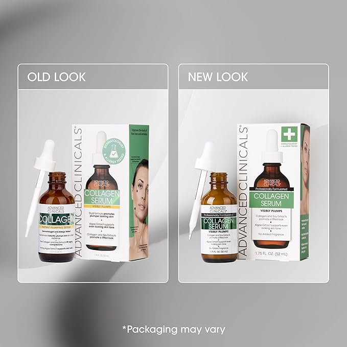 Advanced Clinicals Collagen Serum For Face | Visible Anti Aging Collagen Peptide Serum + Hyaluronic Acid Moisturizer Improves Look Of Wrinkles, Dry Skin, & Fine Lines, No added Fragrance, 1.75 Fl Oz