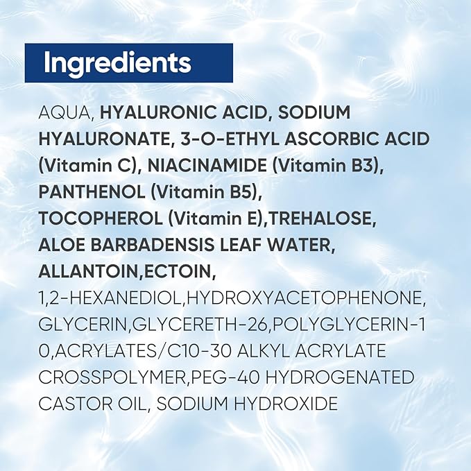 Hyaluronic Acid Serum for Face with Vitamin B5, C, E & Niacinamide, Hydrating & Plumping Face Serum for Sensitive Skin, Fragrance-Free 2 Fl Oz