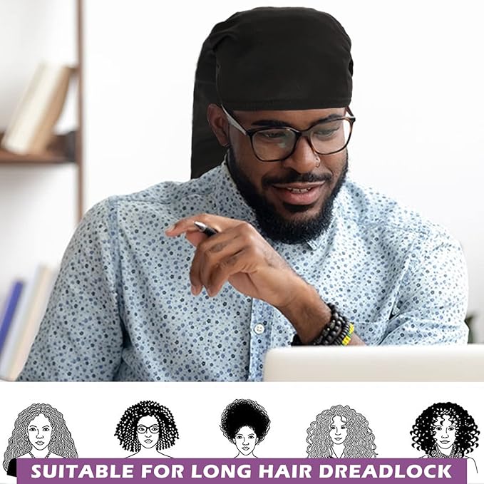 4Pcs Unisex Jumbo Dreadlock Cap Long Hair Dreads Head Wrap,Sleeping Cap Hair Accessories Sleep Bonnet for Men Women