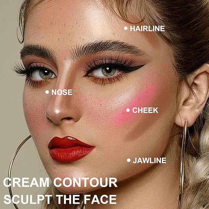 3 Pcs Face Contour Stick Kit, Matte Finish Face Stick Trio with Bronzer Blush Highlighter and Brush, Long Lasting Waterproof Cream Beauty Wand Makeup Set for Sculpt Glowing Face Look (#2, 7, 11)