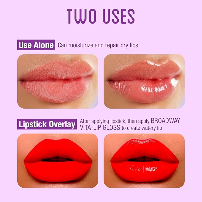 Ruby Kisses Broadway Vita-Lip Clear Lip Gloss (Vitamin E 6 Pack), Ultra-Hydrating & Soothing Formula with Multi-Vitamin Oils, High-Shine Non-Sticky Finish, Healing Lip Balm for Healthy Lips