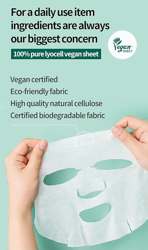 COSNORI Cica & Vita Daily Pure Mask - Vegan daily mask sheet, Convenient & Quick soothing, Vitality boosting care, 100% pure lyocell sheet, 30 sheets/11.8 fl oz