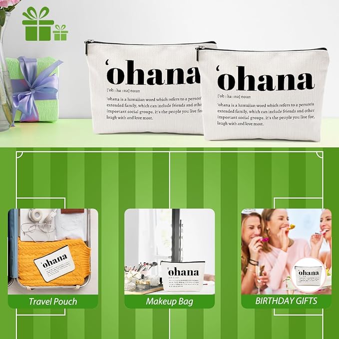 2pcs Hawaiian Inspirational Makeup Bag, Hawaiian Gifts Cosmetic Bag, Hawaii Souvenirs, Minimalist Thank You Gifts for Women Female Grandma Mom Sister Friend Wife