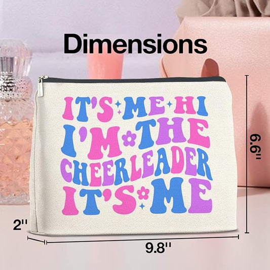 Cheerleader Gifts Makeup Bag Cheerleading Team Gifts for Women Cheerleader Cosmetic Bag It's Me Hi I'm the Cheerleader Zipper Makeup Pouch Gift