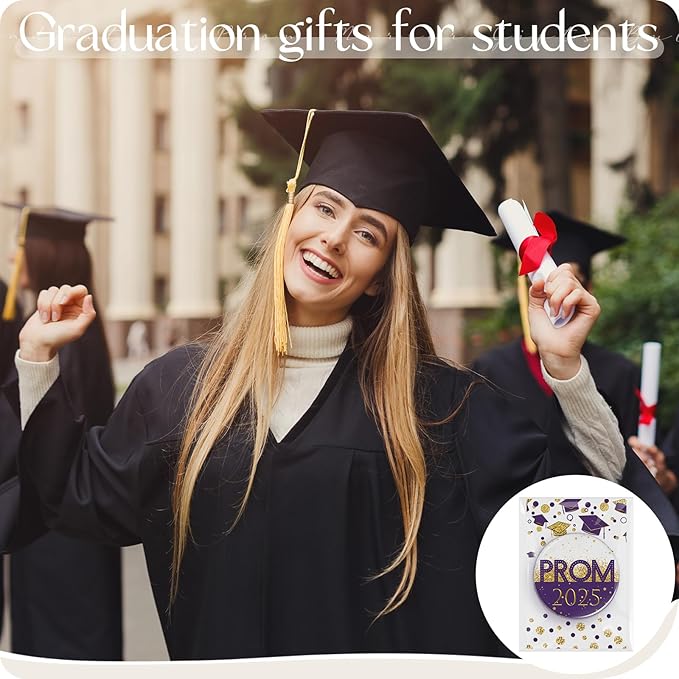 36 Sets Prom 2025 Graduation Party Favor Prom Compact Mirror for Her Him Inspirational 2025 Graduation Cards for Senior Night College Party Gifts(Violet Gold)